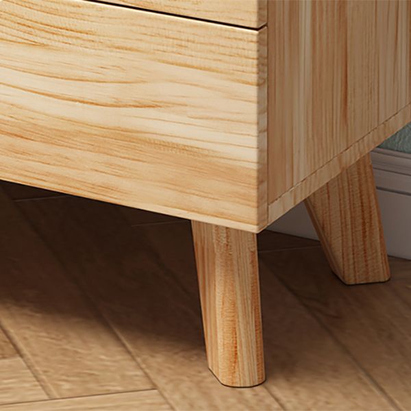 Pine Wood Glass Paned Accent Cabinet 47.6" Tall Natural Storage Chest