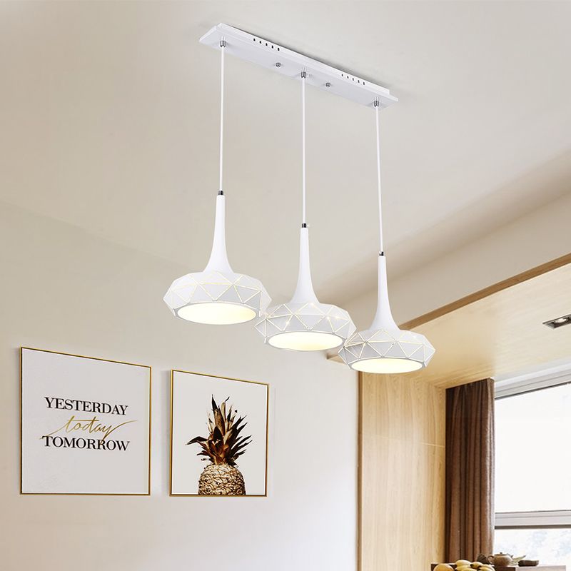 Lámpara de techo redondo mínimo colgante de clúster de comedor LED de metal en luz cálida/blanca con dosel redondo/lineal