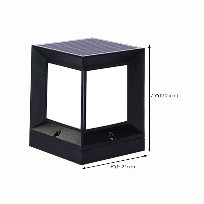 Modern Simple Plastic Outdoor Light Rectangle Shape Solar Energy Pillar Lamp for Courtyard