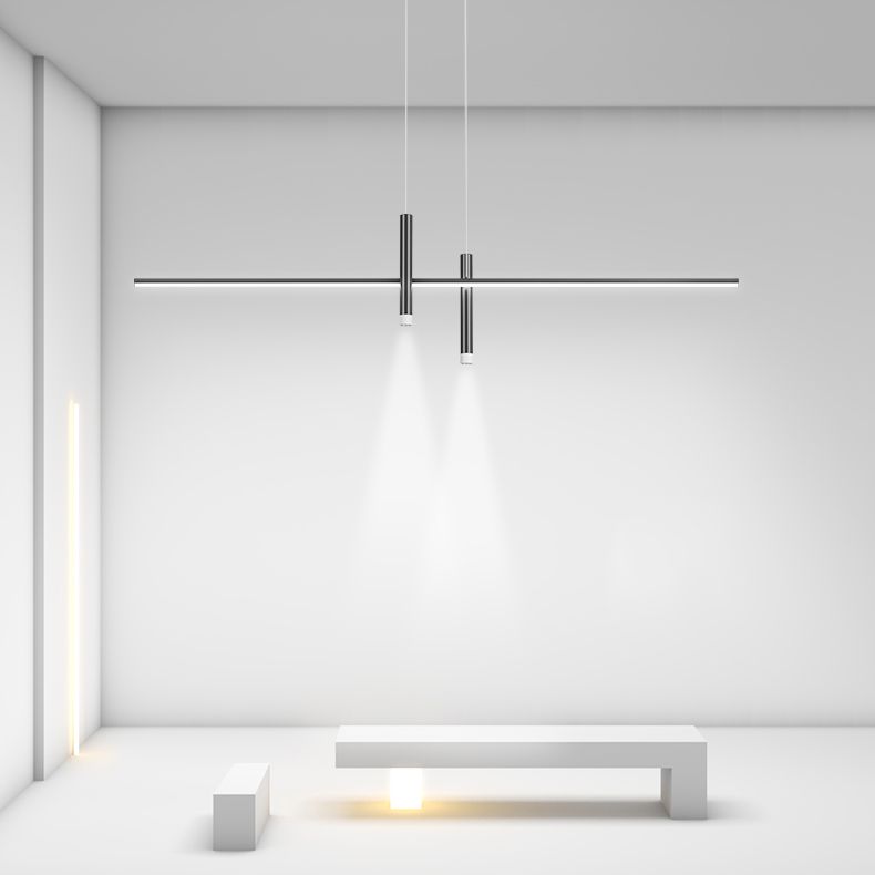 Luci a ciondolo dell'isola lineare contemporanea Metal 3 Lights Freepurs
