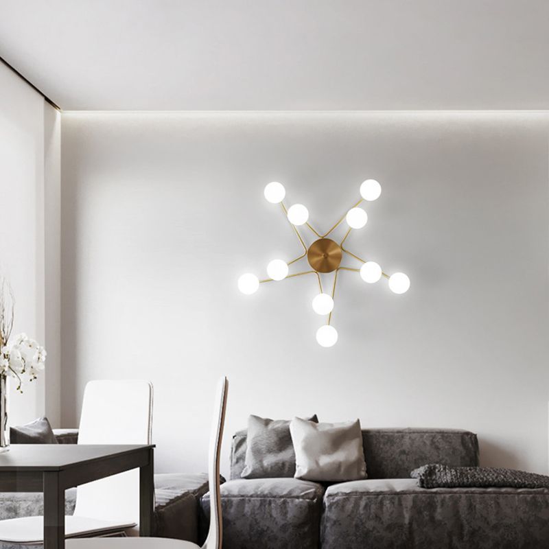 Plafonnier en verre et laiton, Style créatif moderne, en cuivre, montage encastré Spoutnik pour salon