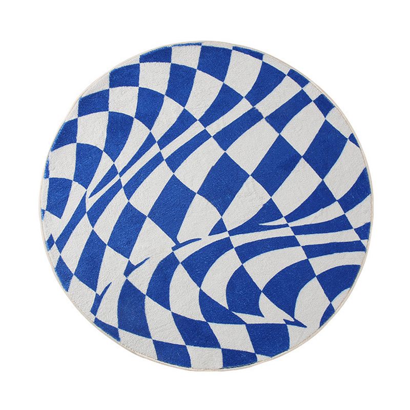 Sapphire Modern Rug Polyester Abstract Grid Rug Washable Rug for Drawing Room