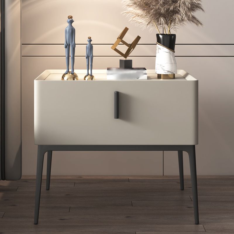 20'' Tall Drawer Storage Accent Table Nightstand Modern Faux Leather Nightstand