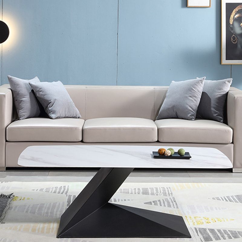 Pedestal 1 Single Coffee Table Luxurious Stone Top Cocktail Table