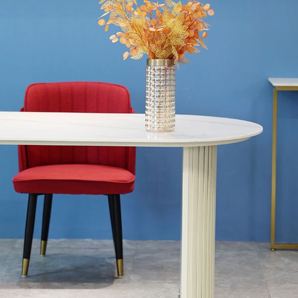 Contemporary White Standard Dining Table Irregular Sintered Stone Dining Table for Kitchen