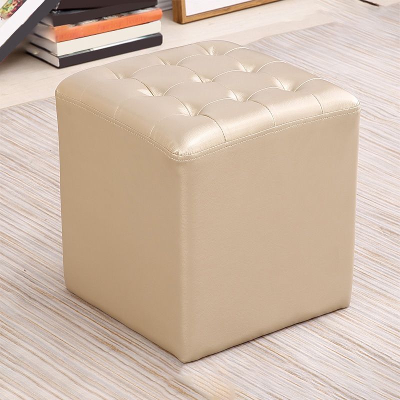 Tufted Ottoman Mid-Century Modern Genuine Leather Square Water Resistant Cube Ottoman