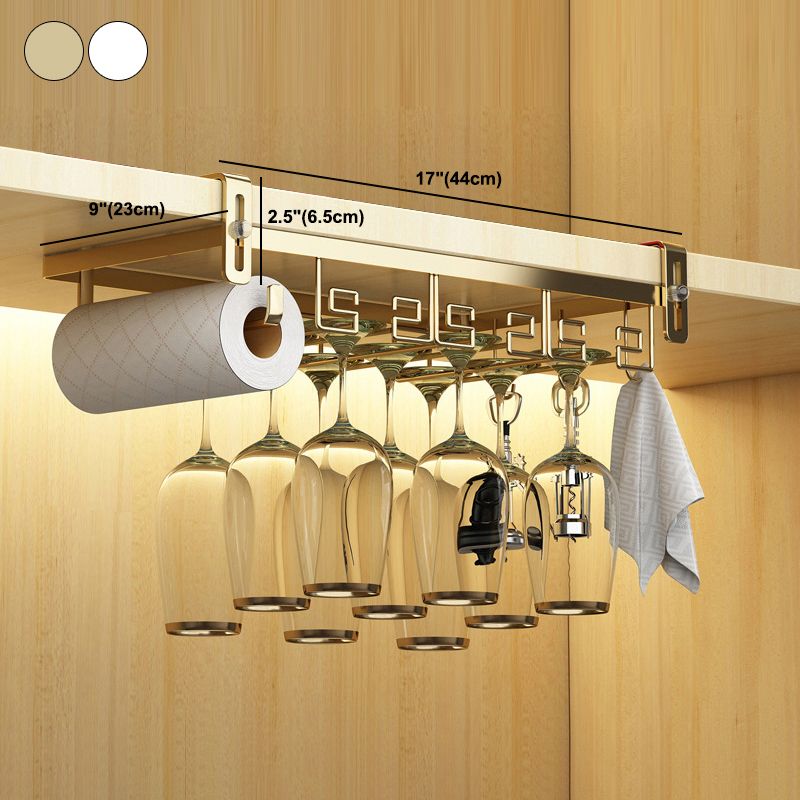 Metal Hanging Modern Wine Rack Wine Stemware Holder in Gold/White