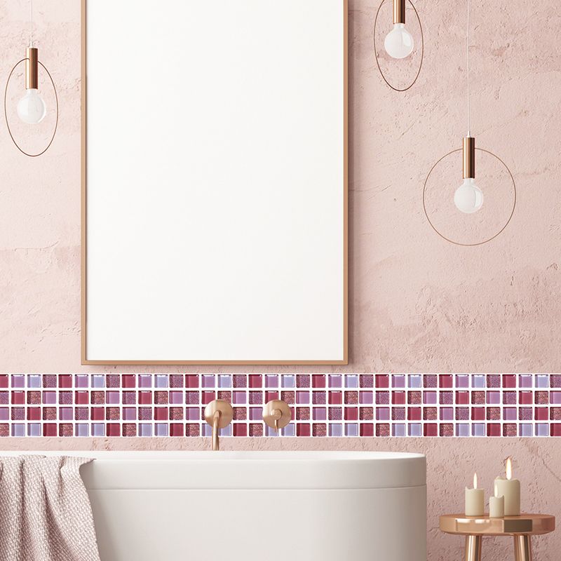 Bohemia Mosaic Tile Peel Wallpapers Purple Bathroom Wall Covering, 5.8-sq ft (54 Pcs)