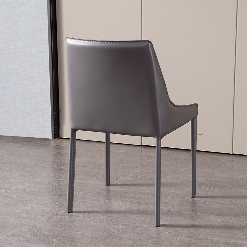 Contemporary Metal Dining Room Chair Arm Leather Side Chair for Dining Room
