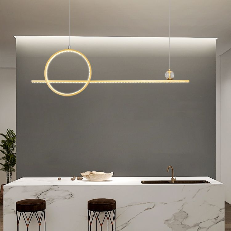 Modern Island Light Linear 2-Light Crystal Chandelier Lights for Dining Room