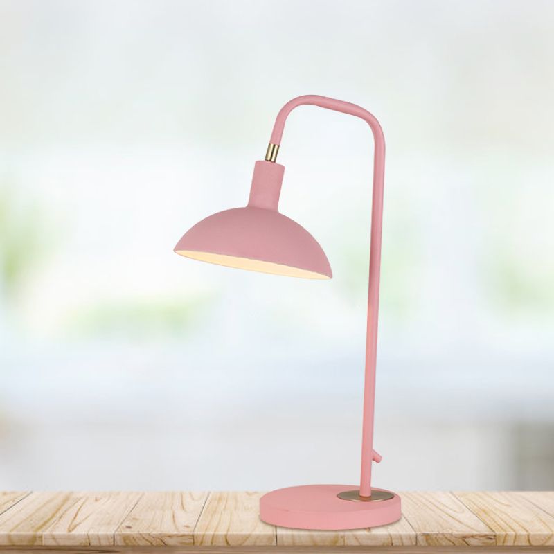 Metallic Dome Shade Nightstand Lamp Nordic 1 Bulb Pink/Yellow/Blue Table Light for Bedside
