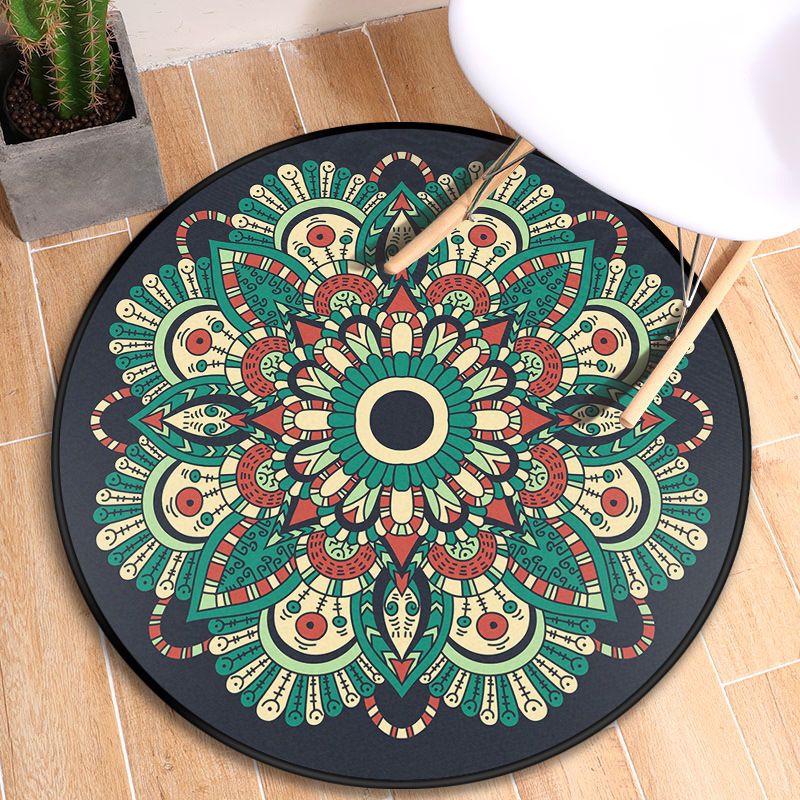 Turkish Blooming Flower Rug Multicolored Polypropylene Rug Machine Washable Pet Friendly Non-Slip Backing Area Rug for Door