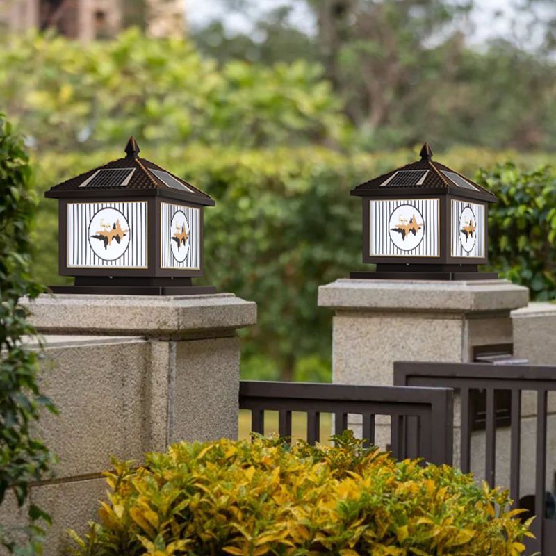 Modern Metallic Pillar Light Creative LED Solar Lighting Fixture for Garden
