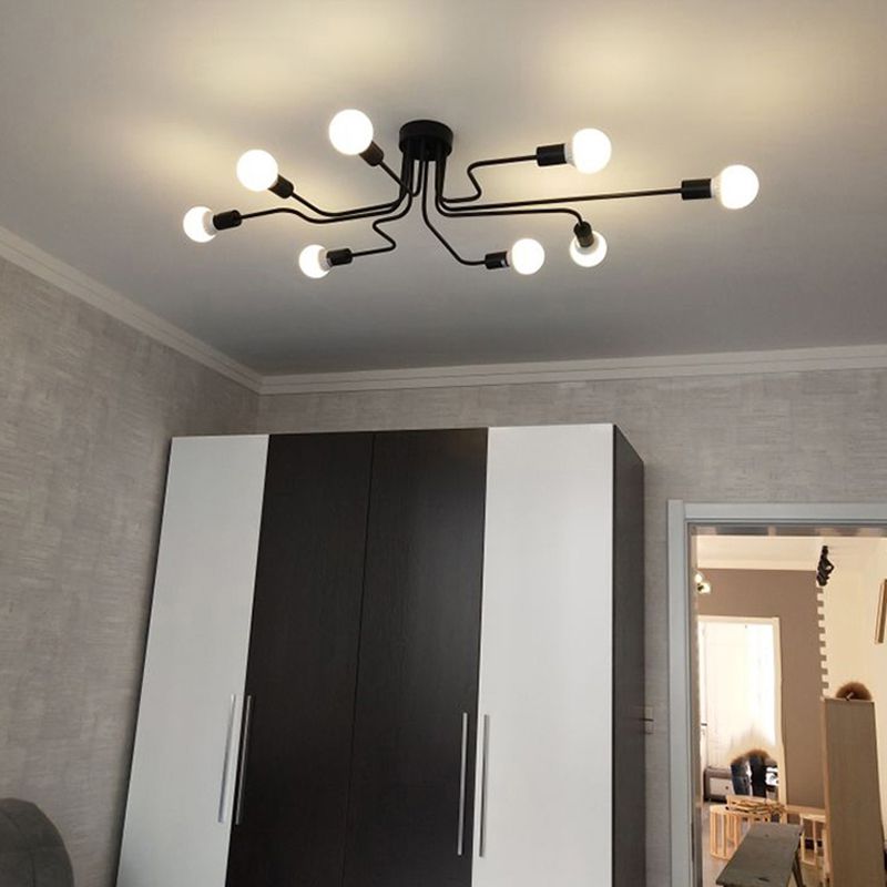 Industrial Starburst Flush Mount Ceiling Light Metal Multiple-Light Flush Light