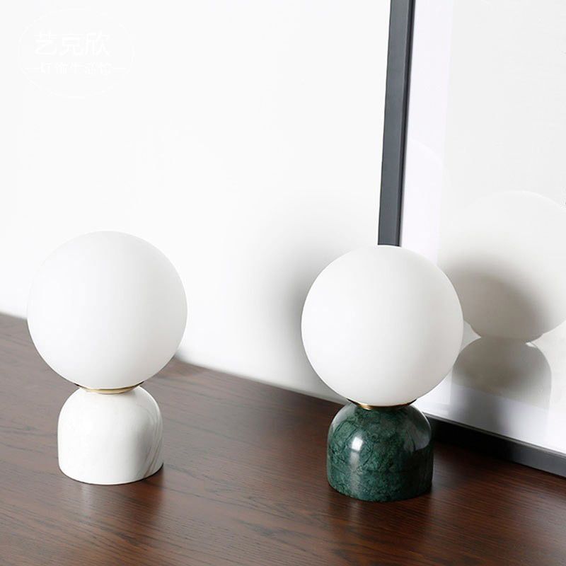 Multicolored Glass Planet Night Lamp Modern 1-Light Table Light with Marble Base