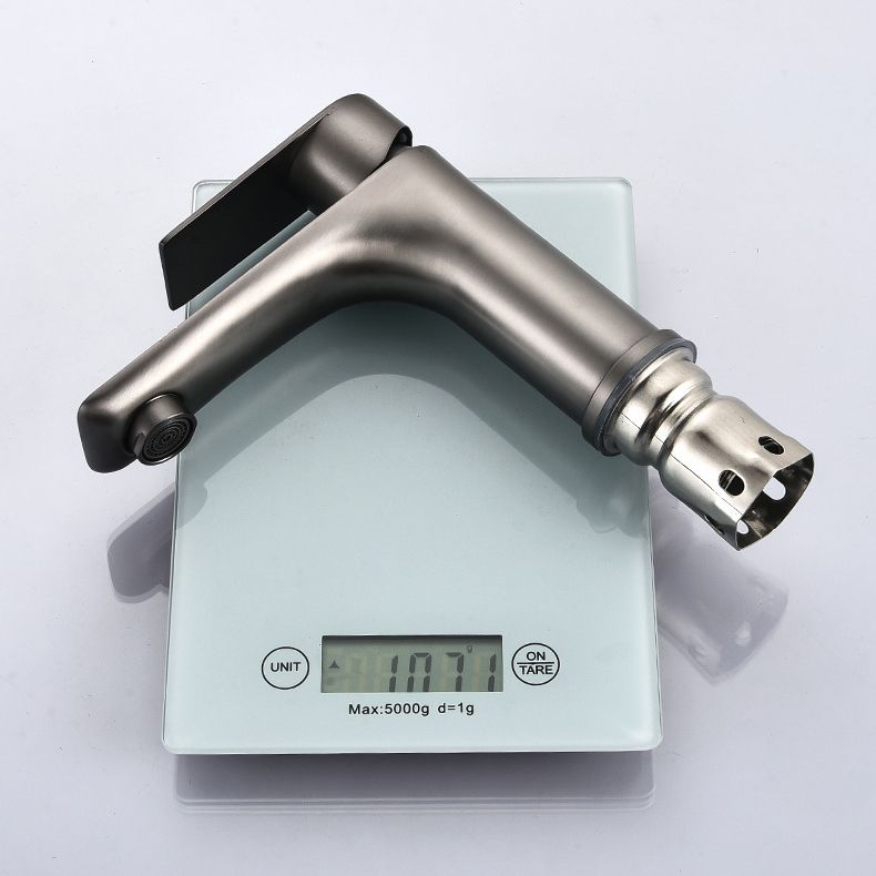 Stainless Steel Bathroom Lavatory Faucet 1 Handle Hot and Cold Basin Faucet with Hoses
