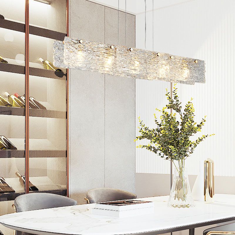 5-Light Modern Golden Kitchen Island Lighting Glass Ceiling Light for Bedroom