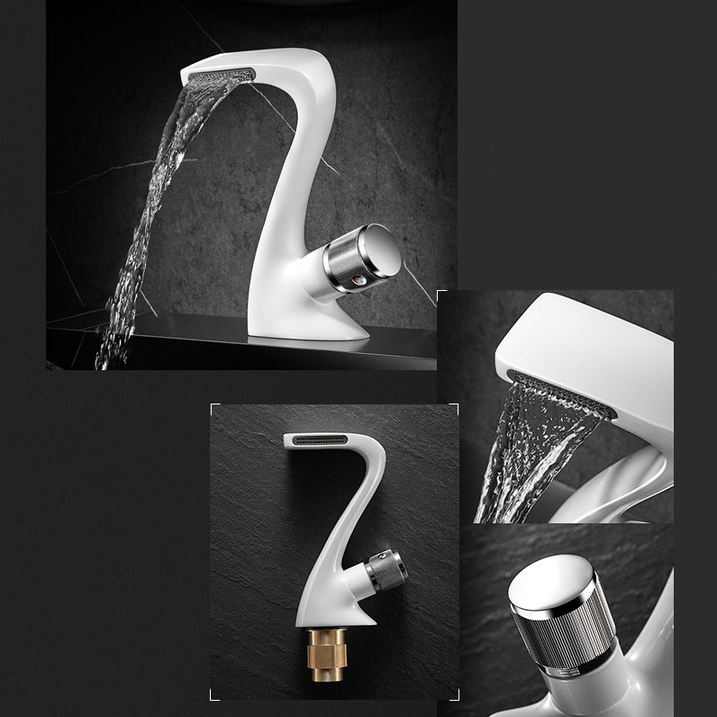 Modern Faucet Bathroom Knob Handle Single Hole Waterfall Spout Faucet