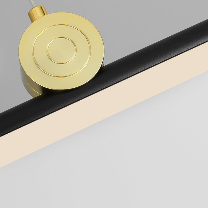 Black Aluminum Island Lamp Modern Linear Restaurant Pendant Light with Acrylic Shade