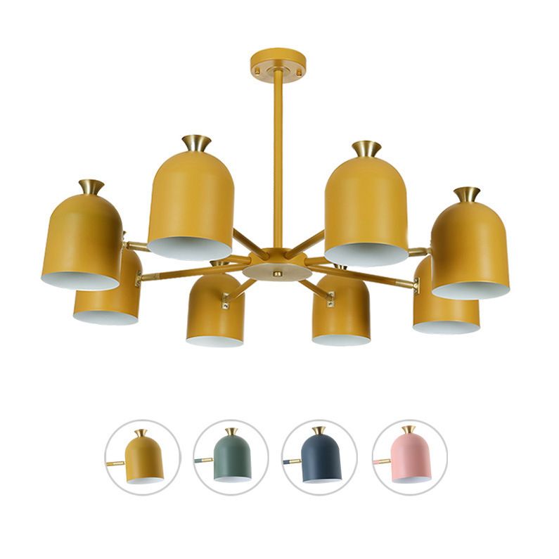 Simple Macron Chandelier Metal Multi Head Pendant Lighting Fixtures for Bedroom