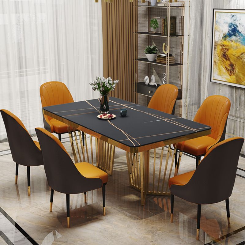 Metal Traditional Luxury Rectangle Dining Table Sintered Stone Table for Kitchen and Dining Room