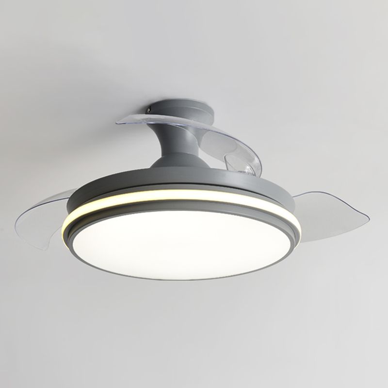 Round Metal Ceiling Fan Lights Kids Style 2 Light Ceiling Fan Lamps for Living Room