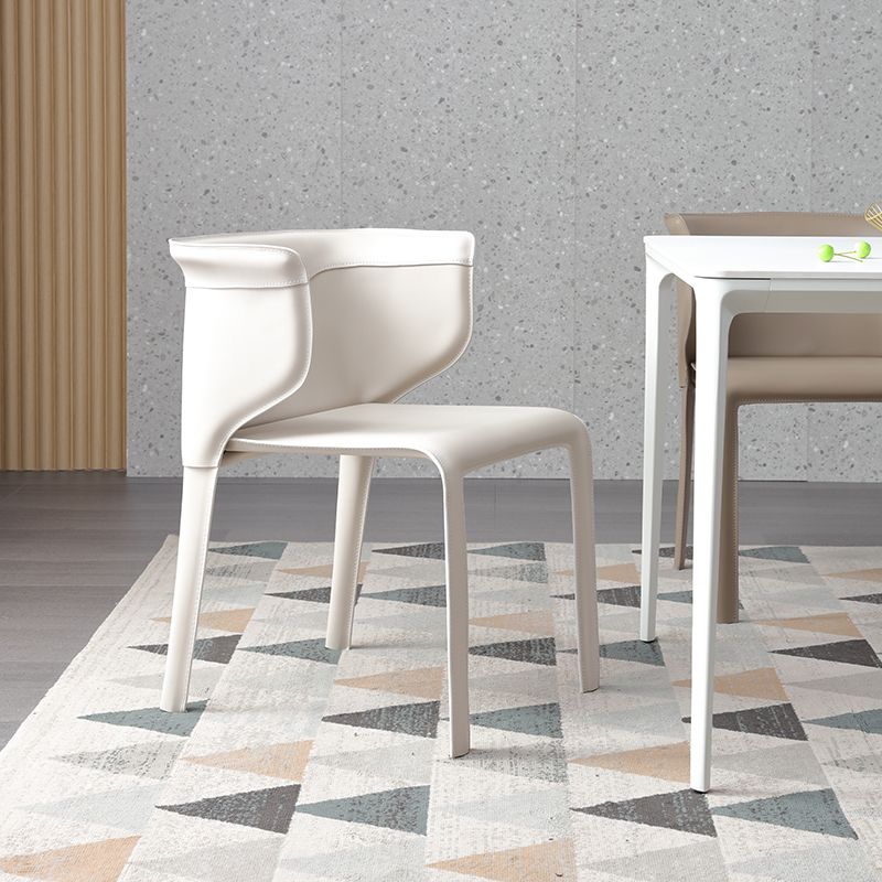 Contemporary Leather Dining Chair Armless Wingback Side Chair for Home Use