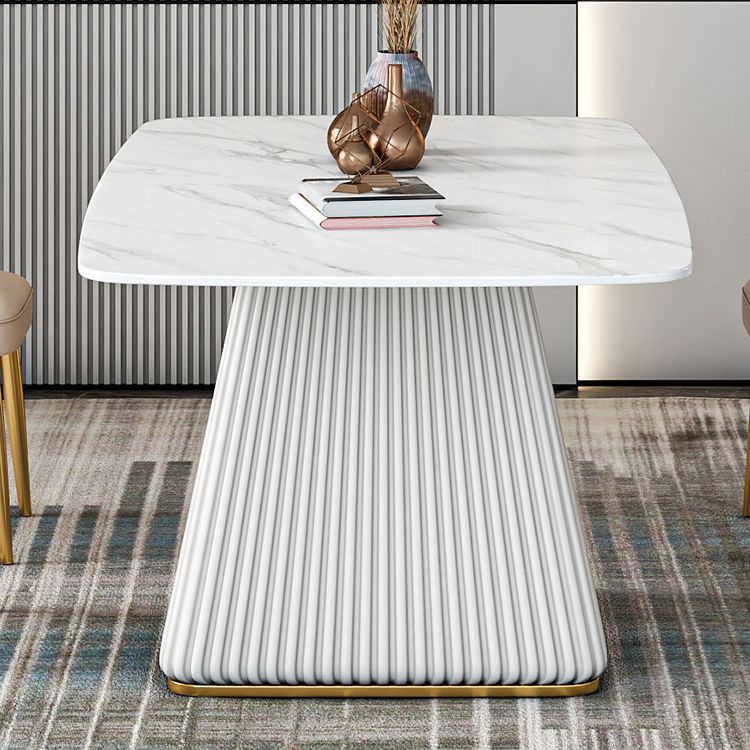 Mesa de comedor de piedra sinterizada Mesa de comedor tradicional de lujo con base de pedestal