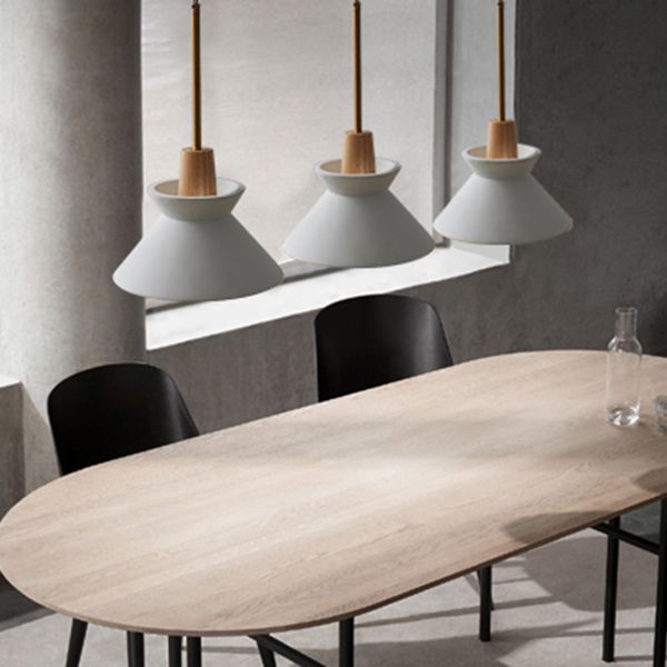 Resin Conical Drop Lamp Macaron 1 Bulb Solid Wood Pendant Light
