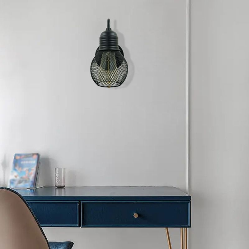 Industrial Wall Sconce Ball Shape Wall Light with Metal Shade for Bedroom