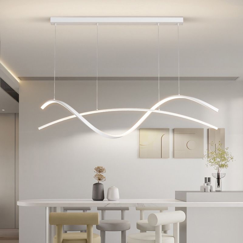 Strip Shape Island Light Modern LED Island Hanging Lamp with Acrylic Shade for Dining Room