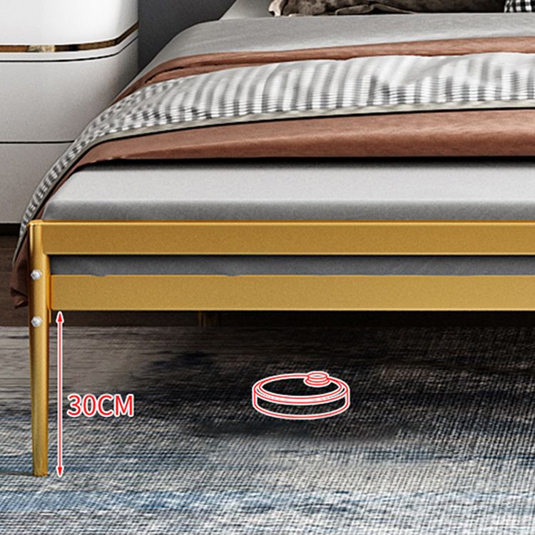 Metal Slat Bed 79 inch Wide with  RectangularUpholstered Headboard