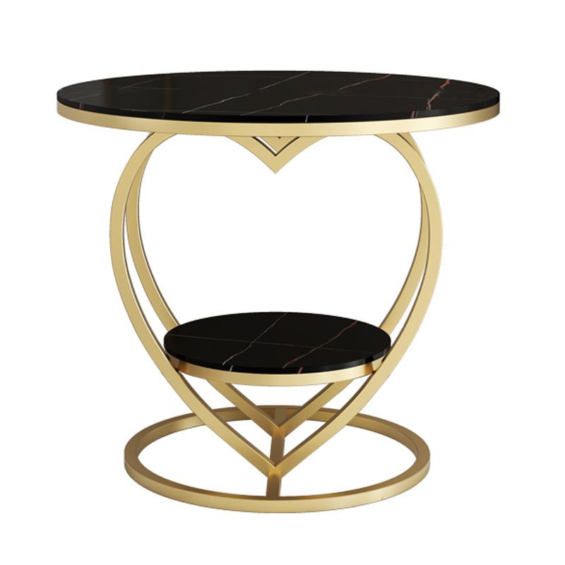 Modern 19.6"/23.6" Tall Round Slate Top Side Table Iron Abstract End Table