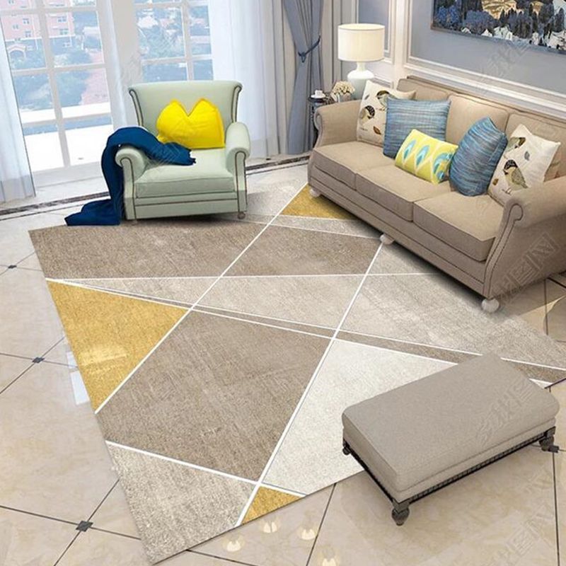 Contemporary Area Rug Modern Geometric Rug Polyester Washable Area Carpet for Living Room
