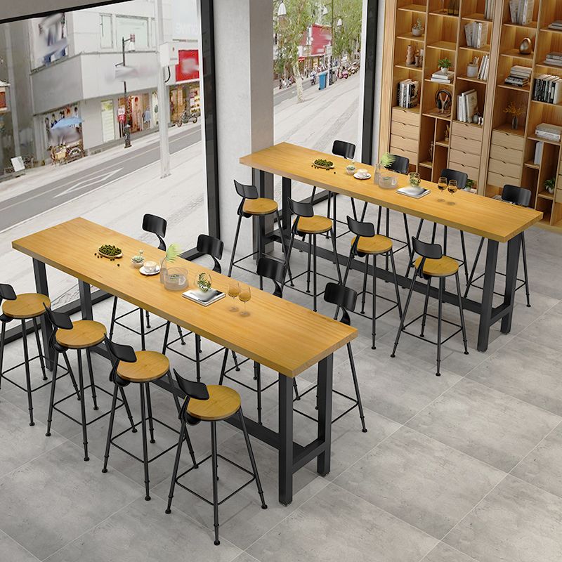 Modern Style 1/9 Pieces Bar Table Set Rectangle Pine Wood Counter Table for Cafe