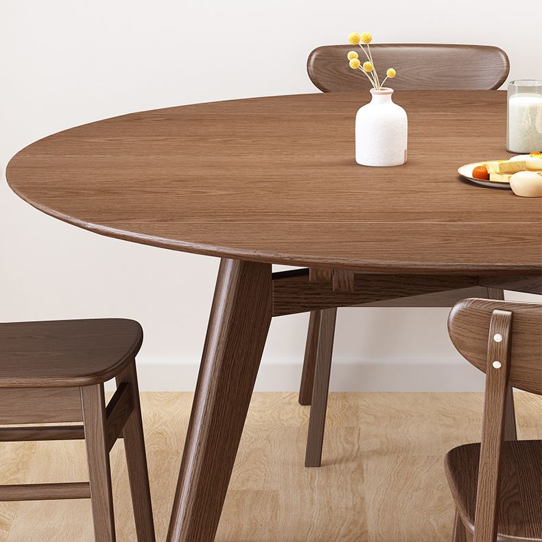 Table à manger ronde extensible pour restaurant Table moderne en bois d'hévéa avec 4 pieds