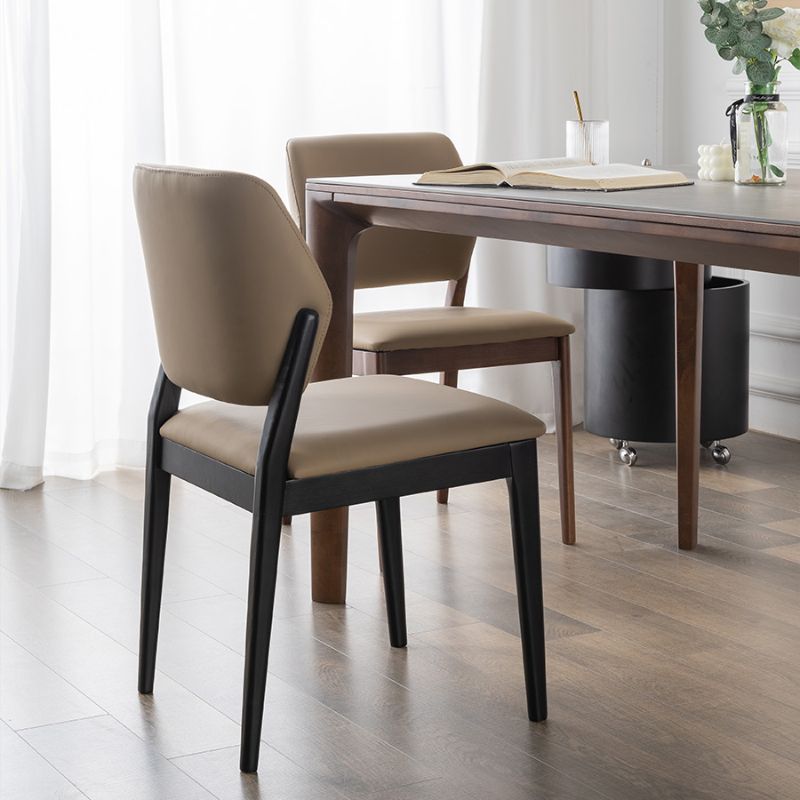 Industrial Upholstered Armless Chair Home Solid Wood Dining Chair