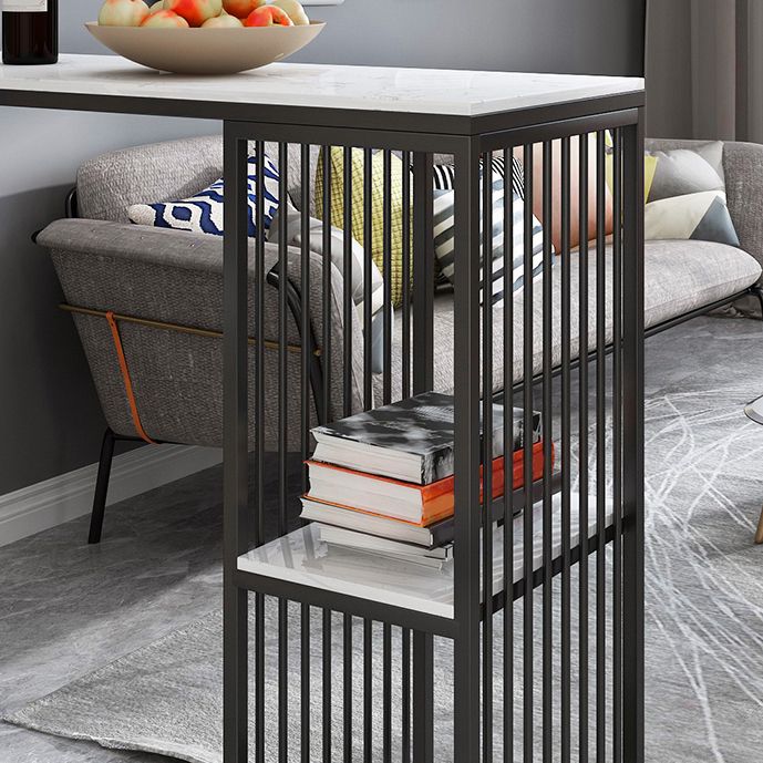 Modern Bar Table Set 1/2/3 Pieces Faux Marble Counter Table with Upholstered Stools