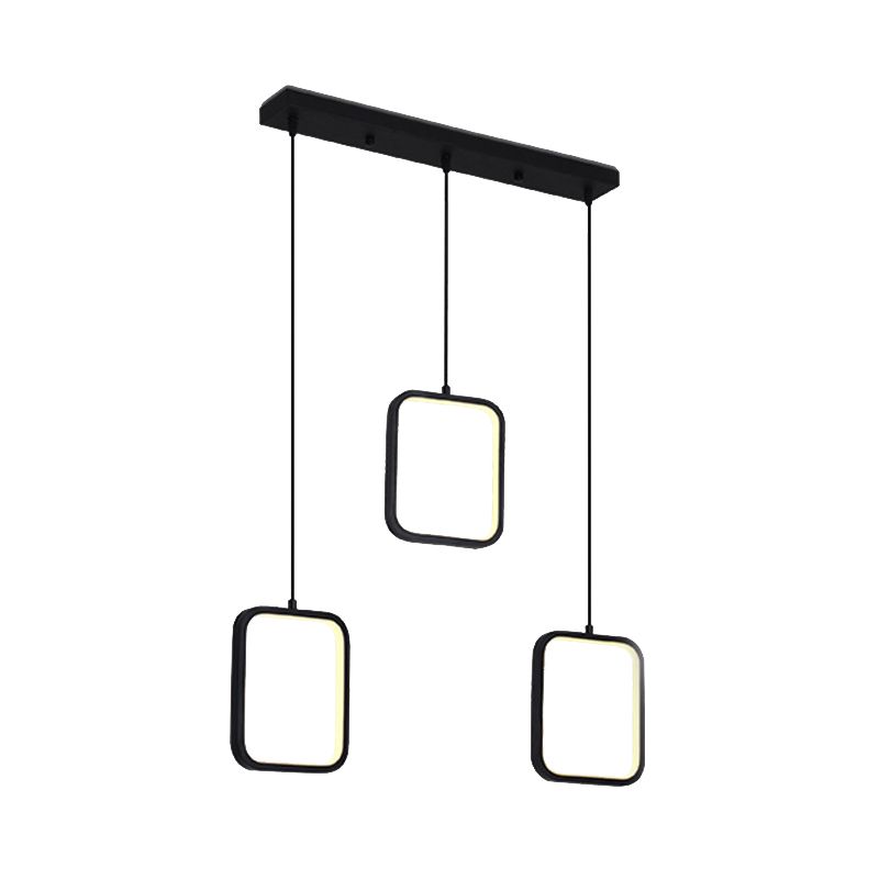 Schwarz/Weiß -Quadrat -Drop -Anhänger zeitgenössischer LED -Acryldeckelbeleuchtung in warmem/weißem Licht