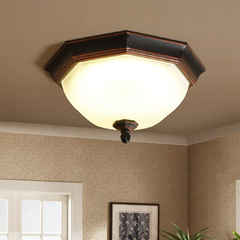 Glass Black Flush Mount Lamp Bowl LED Traditional Flush Mount Ceiling Lighting Fixture