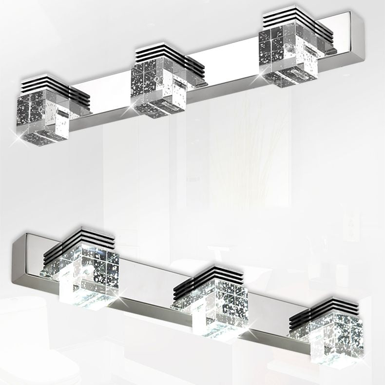 Square Vanity Sconce Lights Modern Minimalist Style Crystal Vanity Light