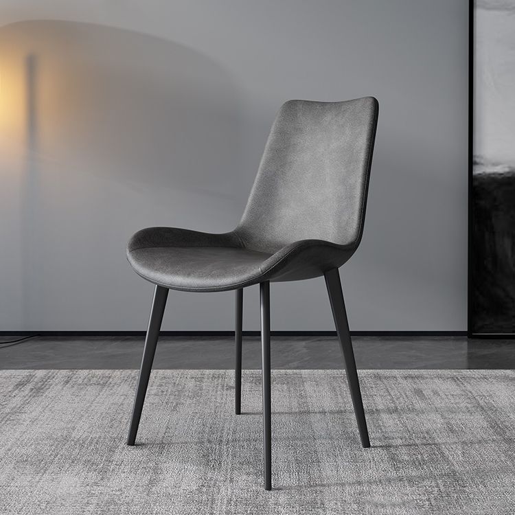 Silla sin brazos de comedor de metal contemporáneo, sillas de comedor de cuero para uso en restaurantes