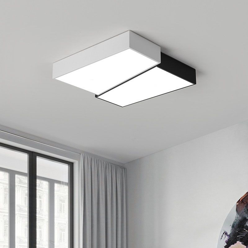 2-Light White/Black Modern Flush Mount Lighting Unique Ceiling Light for Foyer