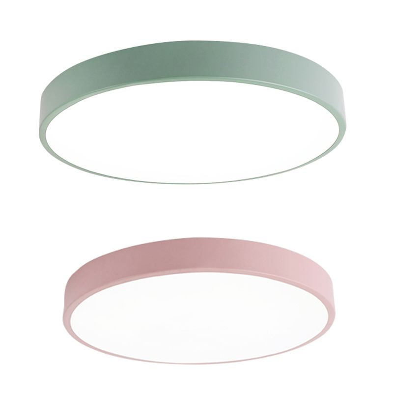 Sala de estar infantil color macarron ronda incrustada lámpara de techo LED de metal