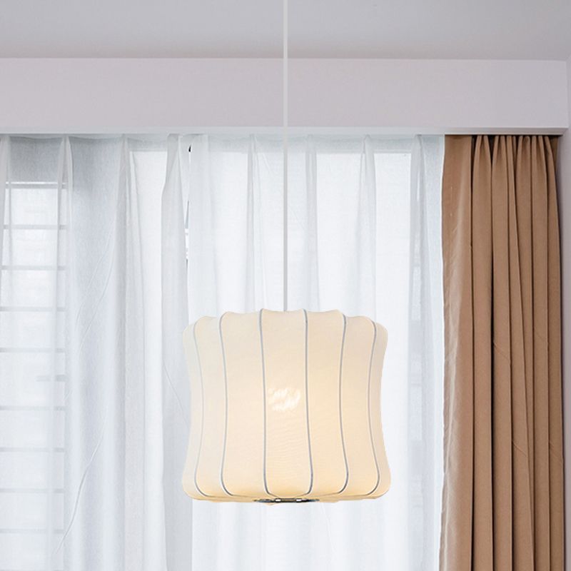 Moderno 1 colgante de suspensión de luz con sombra de tela Luz de techo colgante de linterna blanca