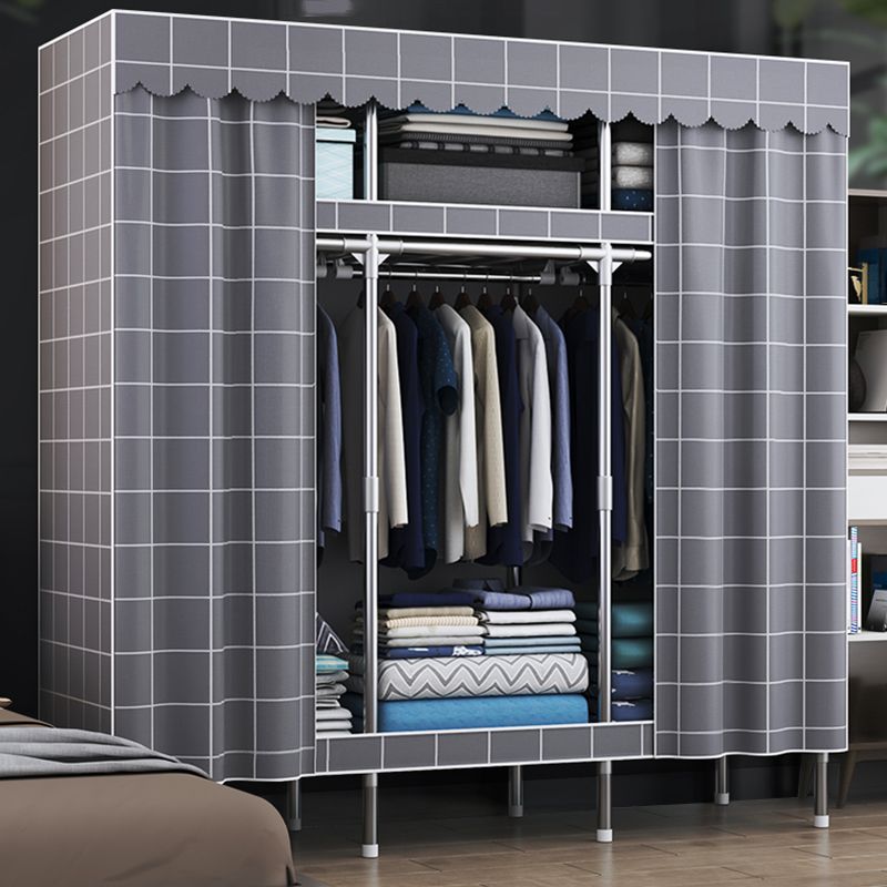 Modern Style Metal Wardrobe Bedroom Wardrobe Closet with Shelves