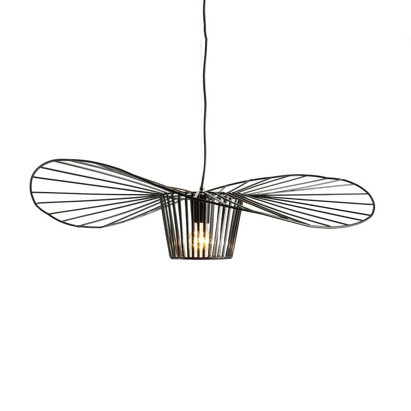 Indoor Metal 1-Light Hanging Light, Nordic Simple Straw Hat Cage Shade Pendant Light