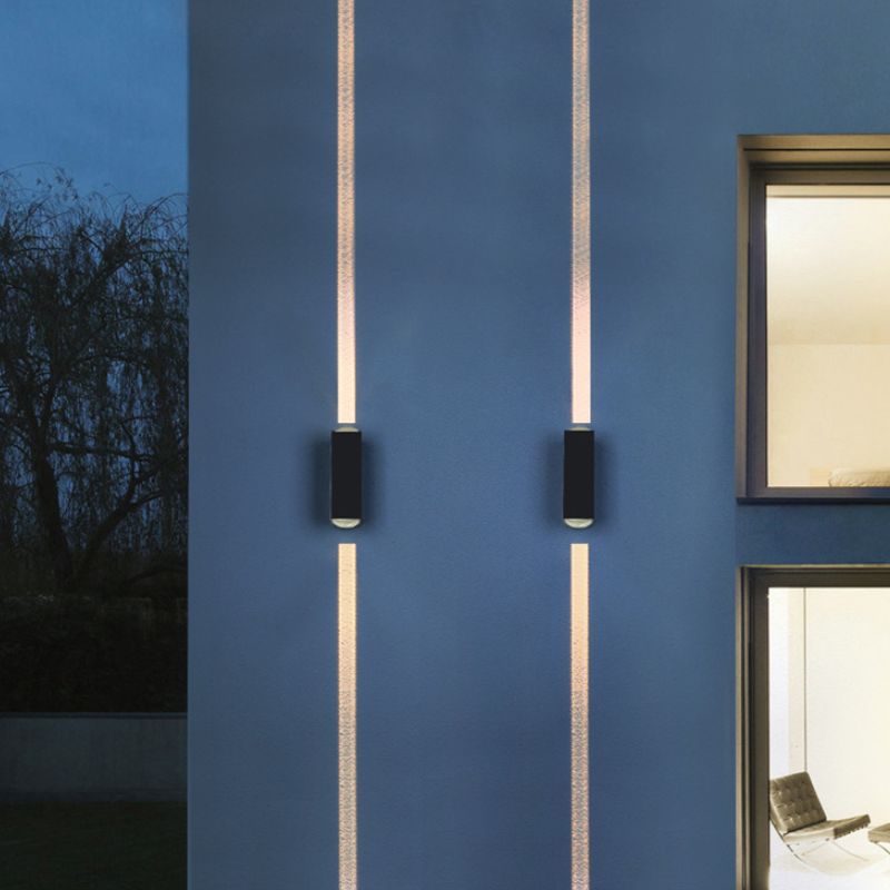 Modern Style Rectangular Wall Light Sconces Metal Multi Lights Wall Washer Sconce in Black