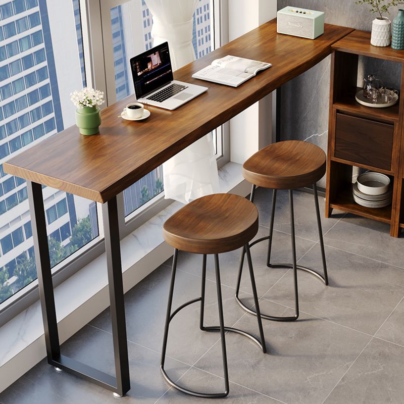 Industrial Indoor Bar Dining Table Rectangle Solid Wood Bar Table