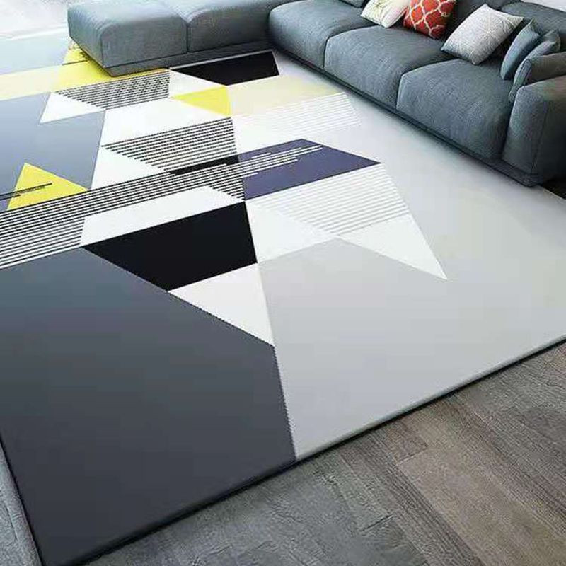 Modern Geometric Print Carpet Polyester Indoor Rug Non-Slip Backing Area Carpet for Living Room